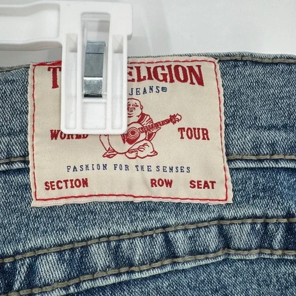 True‎ Religion Geno Relaxed Slim Denim Jeans W38 L32 Blue Distressed Wash
